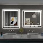 ISTRIPMF 32 x 36 Inch LED Bathroom Mirror, Front Light and Backlit Anti-Fog Dimmable Memory Lighted Vanity Mirror, Shatterproof Wall-Mounted Led Mirror for Bathroom