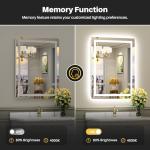 30x36 Inch LED Bathroom Mirror with Lights, Backlit & Front Lit, Anti-Fog Lighted Bathroom Vanity Mirror for Wall, Memory Function, Dimmable, HD Tempered Glass, Shatter-Proof