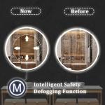 BEAUTYPEAK 30x30 LED Round Bathroom Mirror with Lights, Anti-Fog, Dimmable, Backlit + Front Lit, Lighted Bathroom Vanity Mirror for Wall, 3 Colors, Memory Function, Tempered Glass, Shatter-Proof