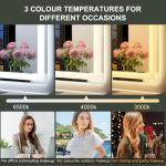 SBAGNO 28x40 LED-Bathroom-Mirror-with-Bluetooth, Dimmable-Lighted-Bathroom-Vanity-Mirror-with-3-Colors，Backlit + Front Lit, Memory Function, Anti-Fog, Tempered Glass, Horizontal/Vertical