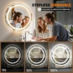 Homsion 32 Inch Round LED Bathroom Mirror with Lights, Frameless Vanity LED Mirror for Bathroom with Beveled Edge, Backlit Anti-Fog, Dimmable, 3 Colors, Memory Function, Tempered Glass, Shatter-Proof