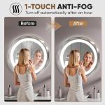 Homsion 32 Inch Round LED Bathroom Mirror with Lights, Frameless Vanity LED Mirror for Bathroom with Beveled Edge, Backlit Anti-Fog, Dimmable, 3 Colors, Memory Function, Tempered Glass, Shatter-Proof