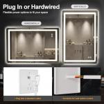 AMOISE LED Bathroom Vanity Mirror with Light, 2pack 36"x24" Led Bathroom Vanity Mirror with Light for Wall, Anti-Fog, Dimmable 3 Colors, Memory Function, Backlit and Front Lit, Plug-in/Hardwired