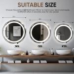 Homsion 32 Inch Round LED Bathroom Mirror with Lights, Frameless Vanity LED Mirror for Bathroom with Beveled Edge, Backlit Anti-Fog, Dimmable, 3 Colors, Memory Function, Tempered Glass, Shatter-Proof