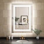 WTTY LED Bathroom Mirror 20"x 28" with Backlit and Front Light,Dimmable LED Mirror for Bathroom,Anti-Fog Lighted Bathroom Vanity Mirror Modern for Wall,Memory Function,Shatter-Proof