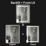 WISSMIELS 24"x36" LED Bathroom Mirror with Lights, Dimmable, Anti-Fog, Lighted Bathroom Vanity Mirror for Wall, Backlit + Front Lit, Memory Function, Shatter-Proof, Tempered Glass