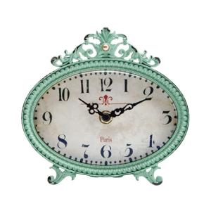 Vintage French Turquoise Rococo Style Table Clock