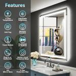 AWANDEE 28x36 LED Bathroom Mirror with Lights, Backlit and Front Lit Anti-Fog Lighted Vanity Mirrors for Bathroom Wall, Dimmable, 3-Color Light, Memory, Shatter-Proof, HD Tempered Glass, CRI＞90