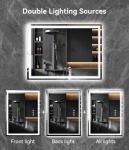 GAVIVOL 28x20 inches LED Bathroom Mirror Anti Fog Adjustable Brightness Backlit Front Lit Lighting Wall Mounted Vanity Mirror with Memory Function Shatter-Proof Tempered Glass Lighted Mirror