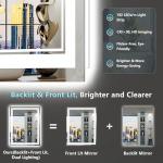 AWANDEE 28x36 LED Bathroom Mirror with Lights, Backlit and Front Lit Anti-Fog Lighted Vanity Mirrors for Bathroom Wall, Dimmable, 3-Color Light, Memory, Shatter-Proof, HD Tempered Glass, CRI＞90