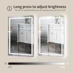 WTTY LED Bathroom Mirror 20"x 28" with Backlit and Front Light,Dimmable LED Mirror for Bathroom,Anti-Fog Lighted Bathroom Vanity Mirror Modern for Wall,Memory Function,Shatter-Proof