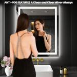 LOAAO 28X36 LED Bathroom Mirror with Lights, Anti-Fog, Dimmable, Backlit + Front Lit, Lighted Bathroom Vanity Mirror for Wall, Memory Function, Tempered Glass, Safe to Use, ETL Listed