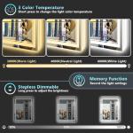 AWANDEE 28x36 LED Bathroom Mirror with Lights, Backlit and Front Lit Anti-Fog Lighted Vanity Mirrors for Bathroom Wall, Dimmable, 3-Color Light, Memory, Shatter-Proof, HD Tempered Glass, CRI＞90