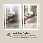 WTTY LED Bathroom Mirror 20"x 28" with Backlit and Front Light,Dimmable LED Mirror for Bathroom,Anti-Fog Lighted Bathroom Vanity Mirror Modern for Wall,Memory Function,Shatter-Proof