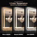 Delma LED Bathroom Mirror with Lights, 30x55 Vanity Mirror for Bathroom Wall, Anti-Fog, Dimmable, Front Lit & Backlit, Memory Function, Shatterproof Tempered Glass, 3 Color Modes(Horizontal/Vertical)