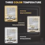 LOAAO 20X28 LED Bathroom Mirror with Lights, Anti-Fog, Dimmable, Backlit + Front Lit, Lighted Bathroom Vanity Mirror for Wall, Memory Function, Tempered Glass, Shatter-Proof, ETL Listed