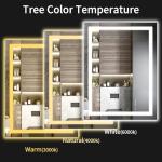 WISSMIELS 20"x28" LED Bathroom Mirror with Lights, Dimmable，Anti-Fog，Bathroom Vanity Mirror for Wall, Backlit + Front Lit, Memory Function, Shatter-Proof，Tempered Glass