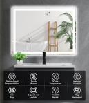 GAVIVOL 28x20 inches LED Bathroom Mirror Anti Fog Adjustable Brightness Backlit Front Lit Lighting Wall Mounted Vanity Mirror with Memory Function Shatter-Proof Tempered Glass Lighted Mirror
