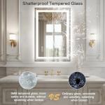 WTTY LED Bathroom Mirror 20"x 28" with Backlit and Front Light,Dimmable LED Mirror for Bathroom,Anti-Fog Lighted Bathroom Vanity Mirror Modern for Wall,Memory Function,Shatter-Proof