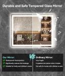 GAVIVOL 28x20 inches LED Bathroom Mirror Anti Fog Adjustable Brightness Backlit Front Lit Lighting Wall Mounted Vanity Mirror with Memory Function Shatter-Proof Tempered Glass Lighted Mirror