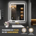 LOAAO 28X36 LED Bathroom Mirror with Lights, Anti-Fog, Dimmable, Backlit + Front Lit, Lighted Bathroom Vanity Mirror for Wall, Memory Function, Tempered Glass, Safe to Use, ETL Listed