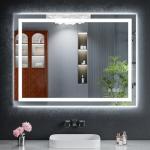 40"x30" LED Bathroom Mirror with Lights, Backlit + Front Lit with CRI>90, Lighted Mirror for Bathroom, Anti-Fog, Dimmable Brightness, 3 Colors, Memory Function, Shatterproof Tempered Glass