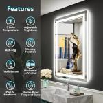 AWANDEE 20x28 LED Bathroom Mirror with Lights, Backlit and Front Lit Anti-Fog Lighted Vanity Mirrors for Bathroom Wall, Dimmable, 3-Color Light, Memory, Shatter-Proof, HD Tempered Glass, CRI＞90