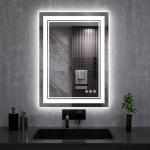 VanPokins LED Mirror, 20x28 Inch Gradient Front and Backlit LED Bathroom Mirror, 3 Colors Dimmable CRI>90, IP54 Enhanced Anti-Fog Bathroom Mirror with Lights