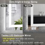 Twalsu LED Mirror for Bathroom 20x28 Lighted Bathroom Vanity Mirrors with Lights, Brighter Frontlit and Backlit Anti-Fog Mirror, Tempered Glass, Dimmable 3 Colors Light Modes, Memory Function