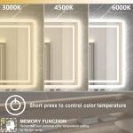 Twalsu LED Mirror for Bathroom 20x28 Lighted Bathroom Vanity Mirrors with Lights, Brighter Frontlit and Backlit Anti-Fog Mirror, Tempered Glass, Dimmable 3 Colors Light Modes, Memory Function