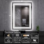 VanPokins LED Mirror, 20x28 Inch Gradient Front and Backlit LED Bathroom Mirror, 3 Colors Dimmable CRI>90, IP54 Enhanced Anti-Fog Bathroom Mirror with Lights