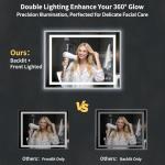 40"x30" LED Bathroom Mirror with Lights, Backlit + Front Lit with CRI>90, Lighted Mirror for Bathroom, Anti-Fog, Dimmable Brightness, 3 Colors, Memory Function, Shatterproof Tempered Glass