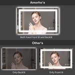Amorho LED Bathroom Mirror, 20" X28" with Front Light and Backlit, Stepless Dimmable Wall Mount Mirrors, Anti-Fog, Shatter-Proof, Memory, 3 Colors Lihgting, LED Vanity Mirror(Horizontal/Vertical)