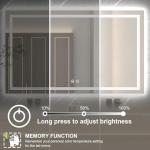 Twalsu LED Mirror for Bathroom 20x28 Lighted Bathroom Vanity Mirrors with Lights, Brighter Frontlit and Backlit Anti-Fog Mirror, Tempered Glass, Dimmable 3 Colors Light Modes, Memory Function