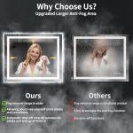 36"x30" LED Bathroom Mirror with Lights, Backlit + Front Lit with CRI>90, Lighted Mirror for Bathroom, Anti-Fog, Dimmable Brightness, 3 Colors, Memory Function, Shatterproof Tempered Glass