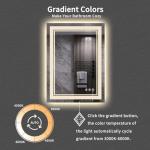 VanPokins LED Mirror, 20x28 Inch Gradient Front and Backlit LED Bathroom Mirror, 3 Colors Dimmable CRI>90, IP54 Enhanced Anti-Fog Bathroom Mirror with Lights