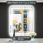 AWANDEE 20x28 LED Bathroom Mirror with Lights, Backlit and Front Lit Anti-Fog Lighted Vanity Mirrors for Bathroom Wall, Dimmable, 3-Color Light, Memory, Shatter-Proof, HD Tempered Glass, CRI＞90