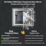 36"x30" LED Bathroom Mirror with Lights, Backlit + Front Lit with CRI>90, Lighted Mirror for Bathroom, Anti-Fog, Dimmable Brightness, 3 Colors, Memory Function, Shatterproof Tempered Glass