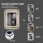 VanPokins LED Mirror, 20x28 Inch Gradient Front and Backlit LED Bathroom Mirror, 3 Colors Dimmable CRI>90, IP54 Enhanced Anti-Fog Bathroom Mirror with Lights
