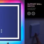 LOAAO 20"X28" LED Bathroom Mirror with Lights, Anti-Fog, Dimmable, RGB Backlit + Front Lighted, Bathroom Vanity Mirror for Wall, Memory Function, Waterproof, Tempered Glass