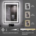 VanPokins LED Mirror, 20x28 Inch Gradient Front and Backlit LED Bathroom Mirror, 3 Colors Dimmable CRI>90, IP54 Enhanced Anti-Fog Bathroom Mirror with Lights