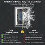 28"x20" LED Bathroom Mirror with Lights, Backlit + Front Lit with CRI>90, Lighted Mirror for Bathroom, Anti-Fog, Dimmable Brightness, 3 Colors, Memory Function, Shatterproof Tempered Glass