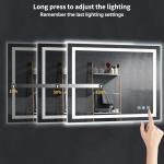 40"x30" LED Bathroom Mirror with Lights, Backlit + Front Lit with CRI>90, Lighted Mirror for Bathroom, Anti-Fog, Dimmable Brightness, 3 Colors, Memory Function, Shatterproof Tempered Glass