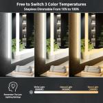 40"x30" LED Bathroom Mirror with Lights, Backlit + Front Lit with CRI>90, Lighted Mirror for Bathroom, Anti-Fog, Dimmable Brightness, 3 Colors, Memory Function, Shatterproof Tempered Glass