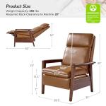 HULALA HOME Faux Leather Recliner Chair for Living Room, Mid-Century Modern Single Sofa Home Theater Chairs with Lumbar Support, PU Push Back Arm Chair with Solid Wood Legs,Camel