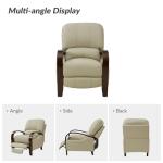 HULALA HOME Genuine Leather Manual Recliners Set of 2 with Wood Feet & Armrest, Mid-Century Modern Push Back Reclining Chairs for Living Room Bedroom, Beige
