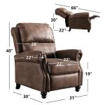 CANMOV Pushback Recliner Chair Faux Leather Armchair Push Back Recliner with Rivet Decoration Single Sofa Accent Chair for Living Room, Chocolate