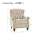 HULALA HOME Genuine Leather Recliner Chair with Solid Wood Feet, Modern Adjustable Tufted Push Back Arm Chair w/Rivet Decoration, Home Theater Seating Single Reclining Sofa for Living Room, Beige