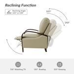 HULALA HOME Genuine Leather Manual Recliners Set of 2 with Wood Feet & Armrest, Mid-Century Modern Push Back Reclining Chairs for Living Room Bedroom, Beige