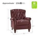 HULALA HOME Genuine Leather Recliner Chair with Solid Wood Feet, Modern Adjustable Tufted Push Back Arm Chair w/Rivet Decoration, Home Theater Seating Single Reclining Sofa for Living Room, Burgundy